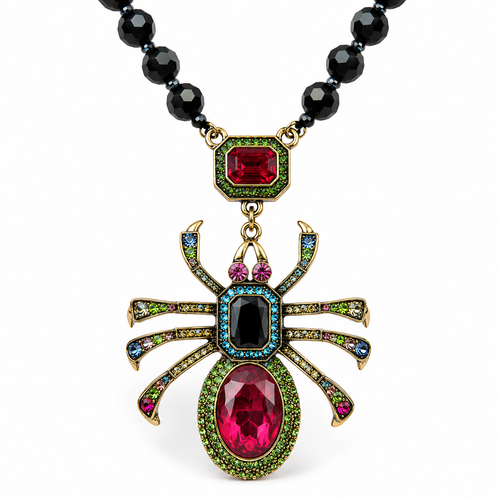 Satgur Designer Crystal Spider Statement Necklace