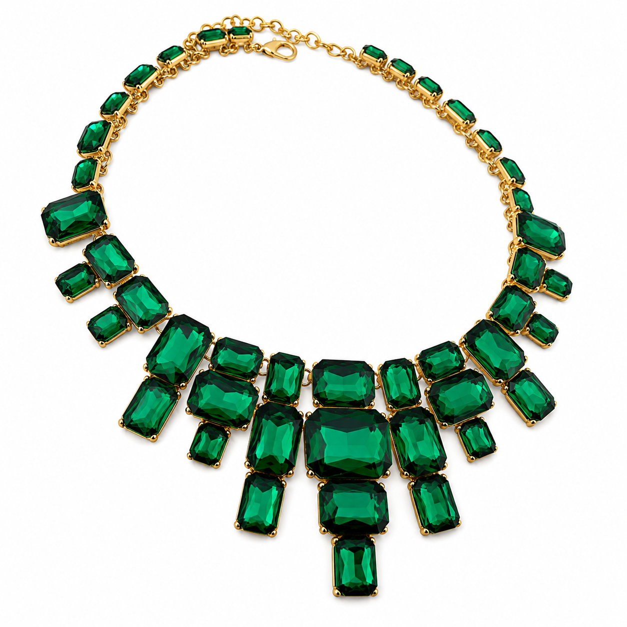 Satgur Designer Emerald Green Crystal Statement Necklace