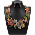 Satgur Designer Tropical Flamingo Crystal Statement Necklace