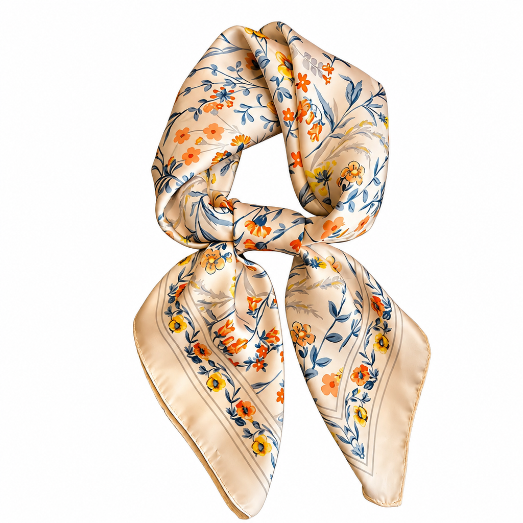 Satgur Desinger Floral Print Satin Scarf