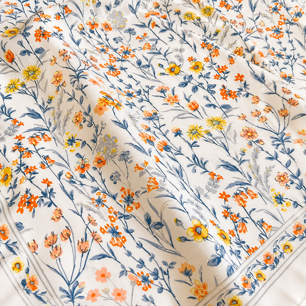 Satgur Desinger Floral Print Satin Scarf